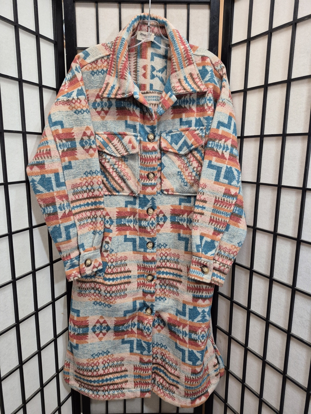 Vintage-Inspired Multicolor Patterned Trench Coat